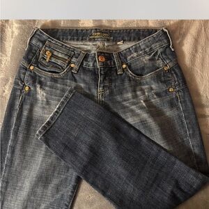 bebe Dark Wash low rise 2000s y2k capris